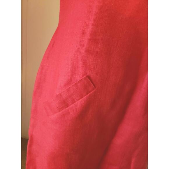 WILLIAM PEARSON Vintage Red Linen Lined Short Sleeve Sheath Dress Size 8/10 - Picture 6 of 10